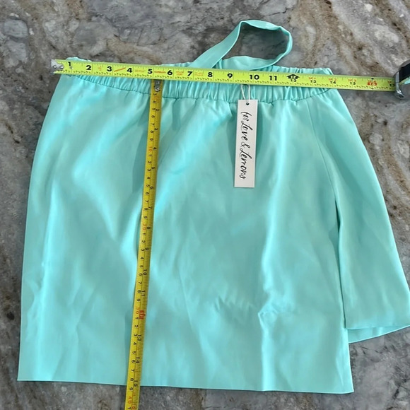 NWT For Love and Lemons Marie Asymmetrical Strap Mint Mini Skirt - Picture 7 of 9